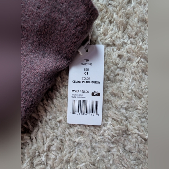 Nwt three dots plaid viscose cashmere wool blend sweater poncho wrap one size - Picture 4 of 5